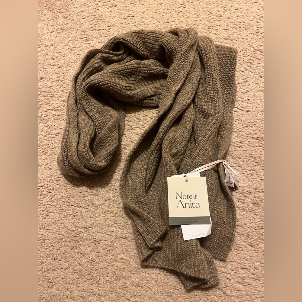 NWT NOTE DI ANITA Brown WOOL/CASHMERE COMFORT WINTER SCARF